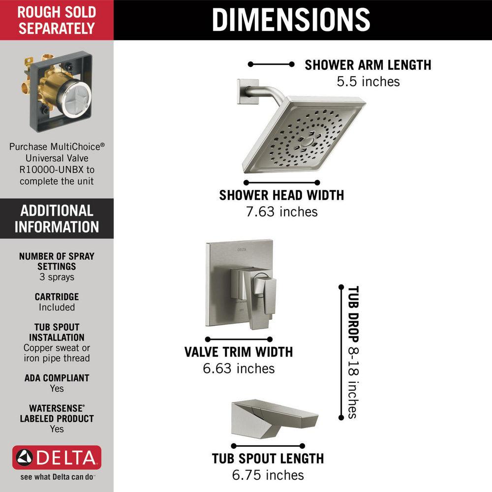 Delta 17 Series H2Okinetic Tub Shower