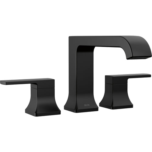 Velum Roman Tub Trim - 3 Hole Curved Spout - Matte Black