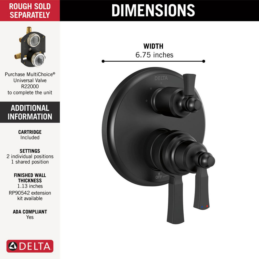 Delta Traditional 2-Handle Monitor 17 Series Valve Trim with 3 Setting