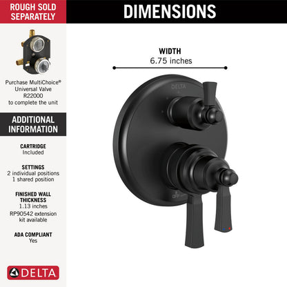 Delta Traditional 2-Handle Monitor 17 Series Valve Trim with 3 Setting