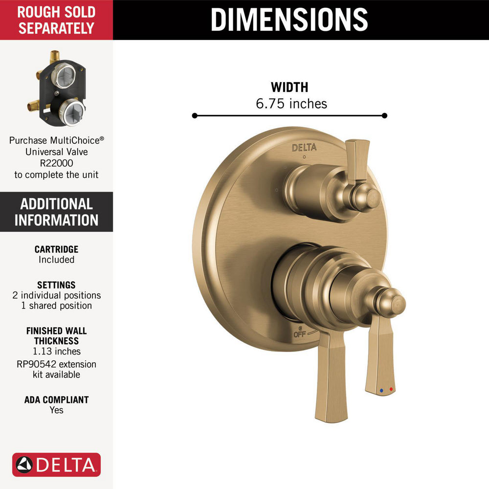 Delta Traditional 2-Handle Monitor 17 Series Valve Trim with 3 Setting