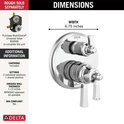 Delta Traditional 2-Handle Monitor 17 Series Valve Trim with 3 Setting