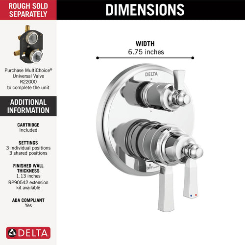 Delta Traditional 2-Handle Monitor 17 Series Valve Trim with 6 Setting