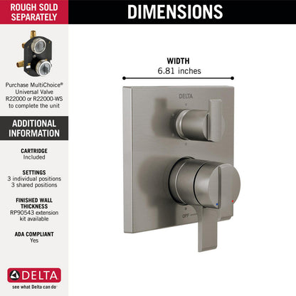 Delta Angular Modern Monitor 17 Series Valve Trim with 6-Setting Integrated