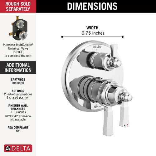 Delta Traditional 2-Handle Monitor 17T Series Valve Trim with 3 Setting