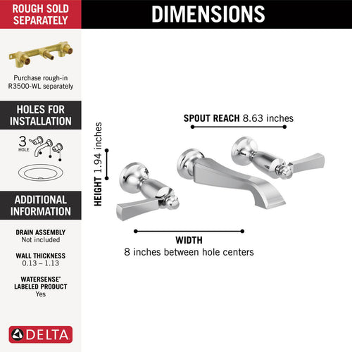 Delta Two Handle Wall Mount Bathroom Faucet Trim