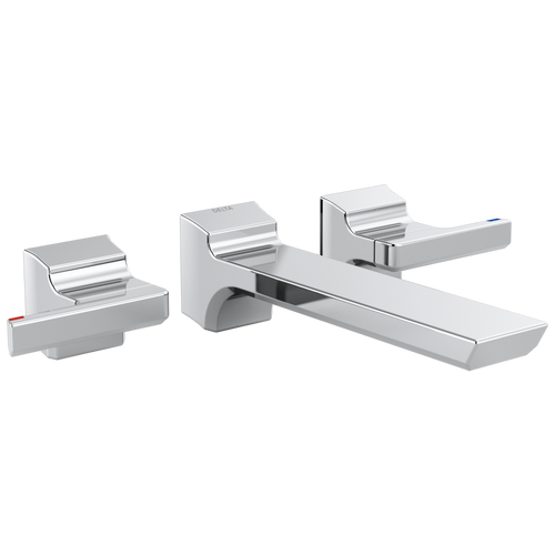 Delta Pivotal - Two Handle Wall Mount Bathroom Faucet Trim In Lumicoat® Chrome