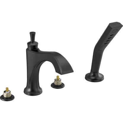 Dorval 4 Hole Roman Tub Filler Trim Less Handle - Matte Black