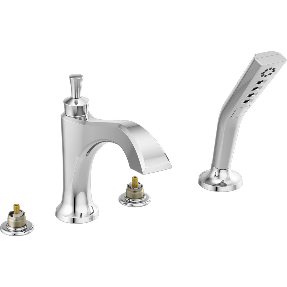 Dorval 4 Hole Roman Tub Filler Trim Less Handle - Chrome