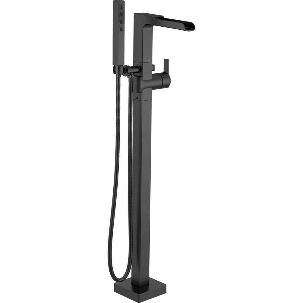 Ara Floor Mount Tub Filler With Hand Shower - Matte Black