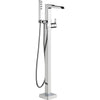 Ara Floor Mount Tub Filler With Hand Shower - Chrome