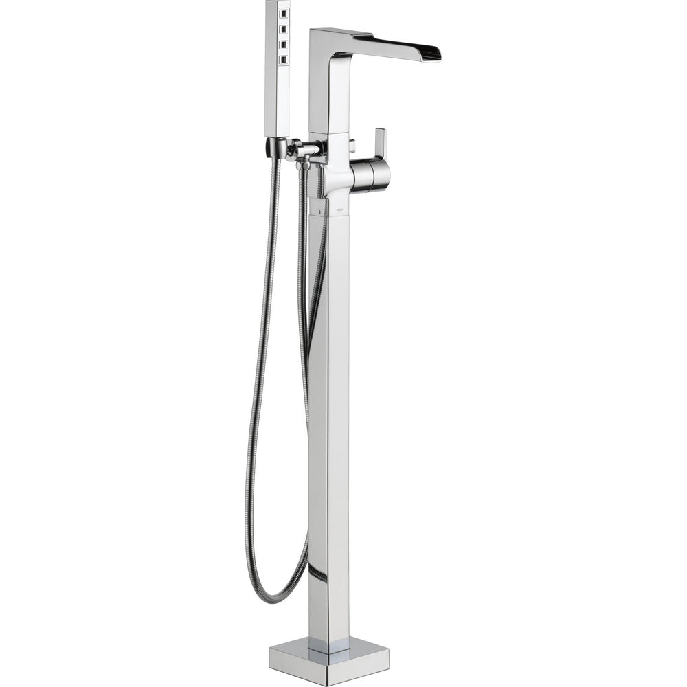Ara Floor Mount Tub Filler With Hand Shower - Chrome