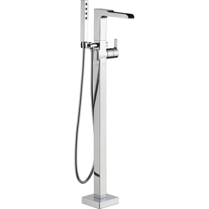 Ara Floor Mount Tub Filler With Hand Shower - Chrome