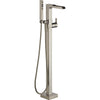 Ara Floor Mount Tub Filler With Hand Shower - Stainless Steel