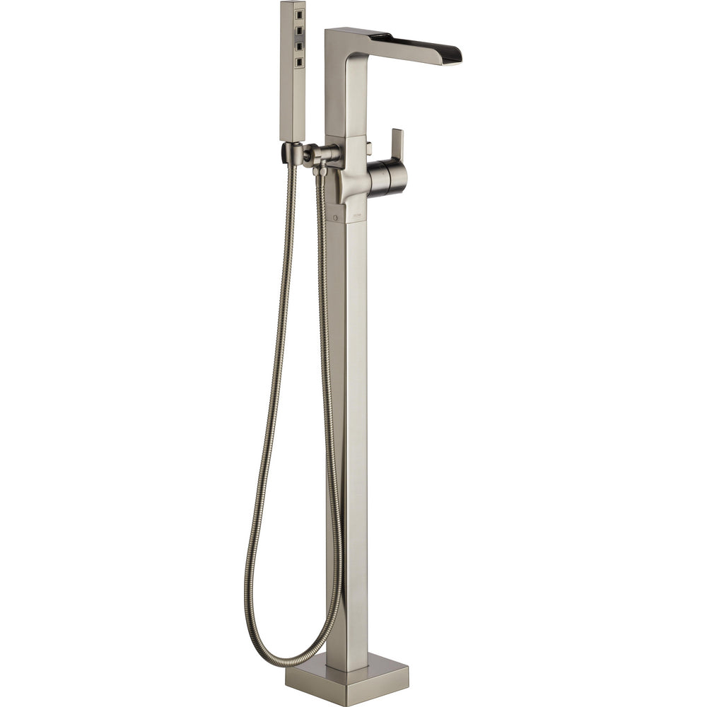 Ara Floor Mount Tub Filler With Hand Shower - Stainless Steel