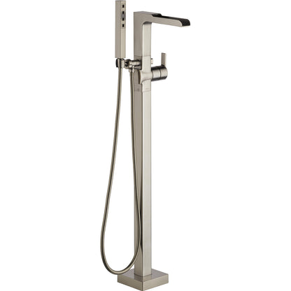 Ara Floor Mount Tub Filler With Hand Shower - Stainless Steel