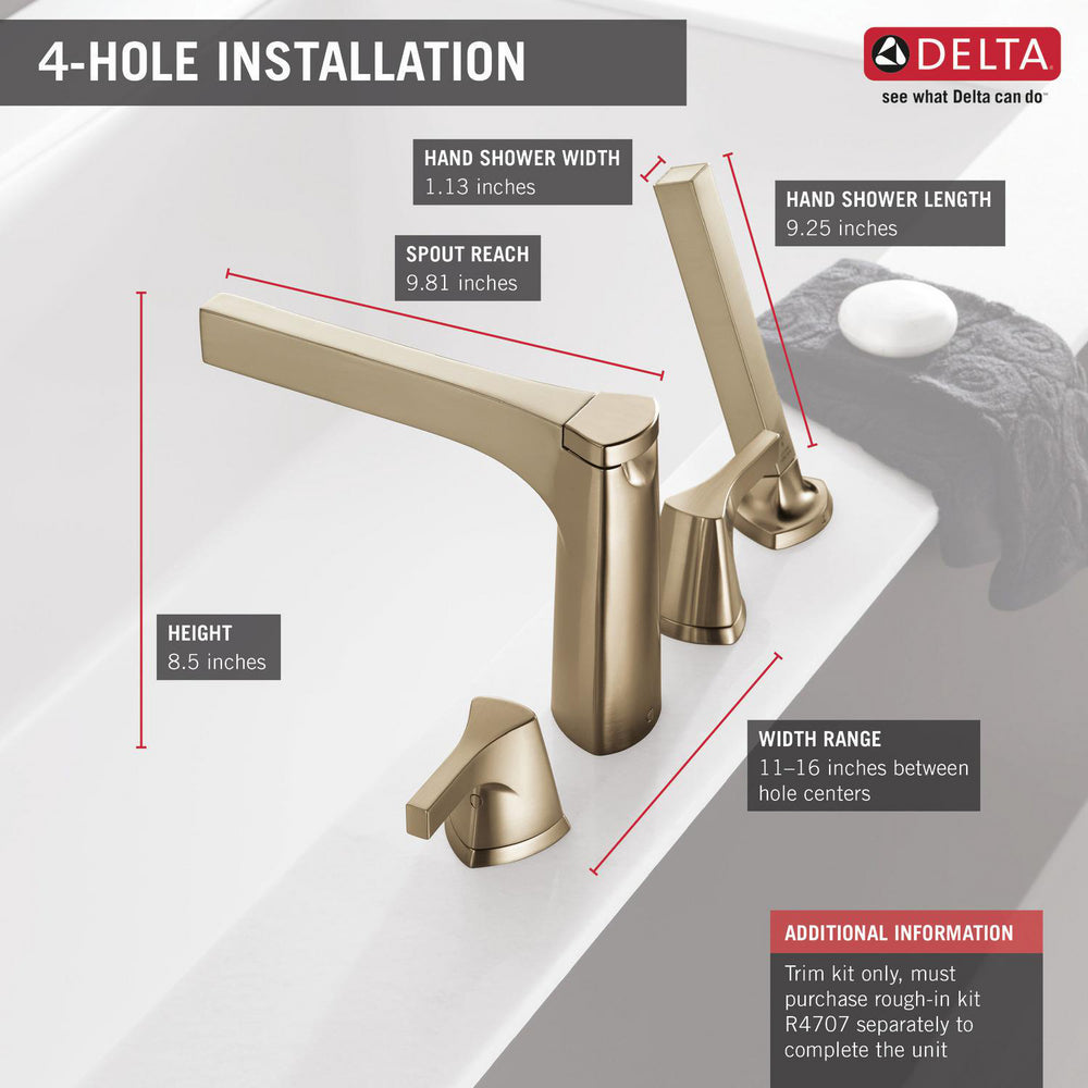 Delta 4-hole Roman Tub with Handshower