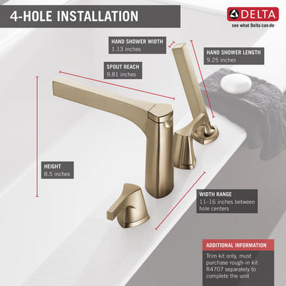 Delta 4-hole Roman Tub with Handshower