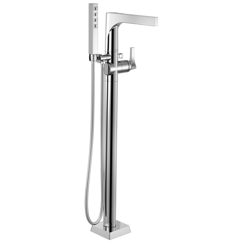 Delta Zura - Single Handle Floor Mount Tub Filler Trim With Hand Shower In Chrome