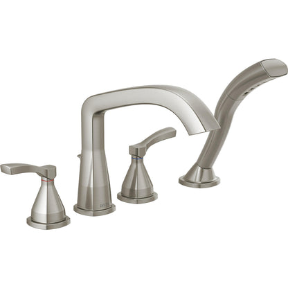 Delta Stryke Four Hole Roman Tub Trim Shower 2L - Lumicoat Stainless