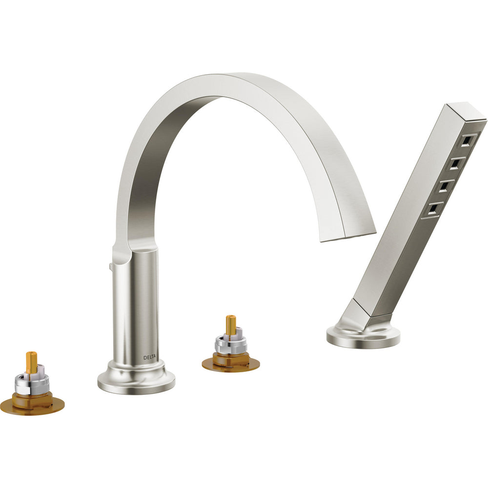 Tetra Roman Tub Trim With Hand Shower - Stainless Steel