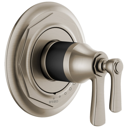 Rook Brizo Rook: TempAssure Thermostatic Valve Only Trim - Matte Black / Brilliance® Luxe Nickel®
