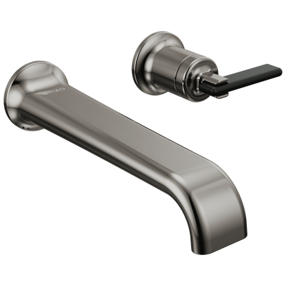 Brizo Allaria Two-Hole, Single-Handle Wall Mount Lavatory Faucet - Less Handle 1.2 GPM - Complete Kit - Brilliance® Black Onyx