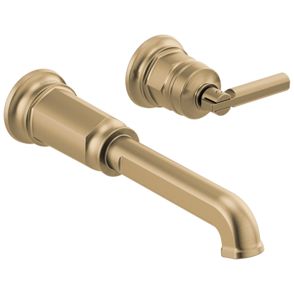 Brizo Invari Two-Hole, Single-Handle Wall Mount Lavatory Faucet - Less Handle 1.2 GPM - Complete Kit - Brilliance® Luxe Gold®