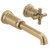 Brizo Invari Two-Hole, Single-Handle Wall Mount Lavatory Faucet - Less Handle 1.2 GPM - Complete Kit - Brilliance® Luxe Gold®