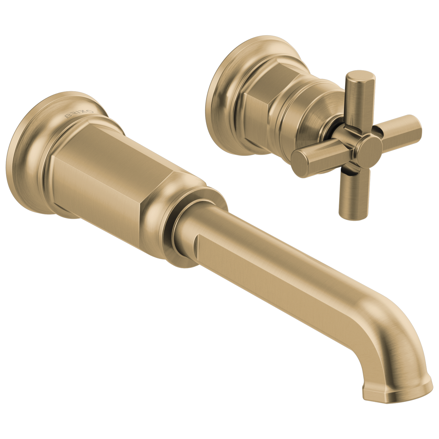 Brizo Invari Two-Hole, Single-Handle Wall Mount Lavatory Faucet - Less Handle 1.2 GPM - Complete Kit - Brilliance® Luxe Gold®