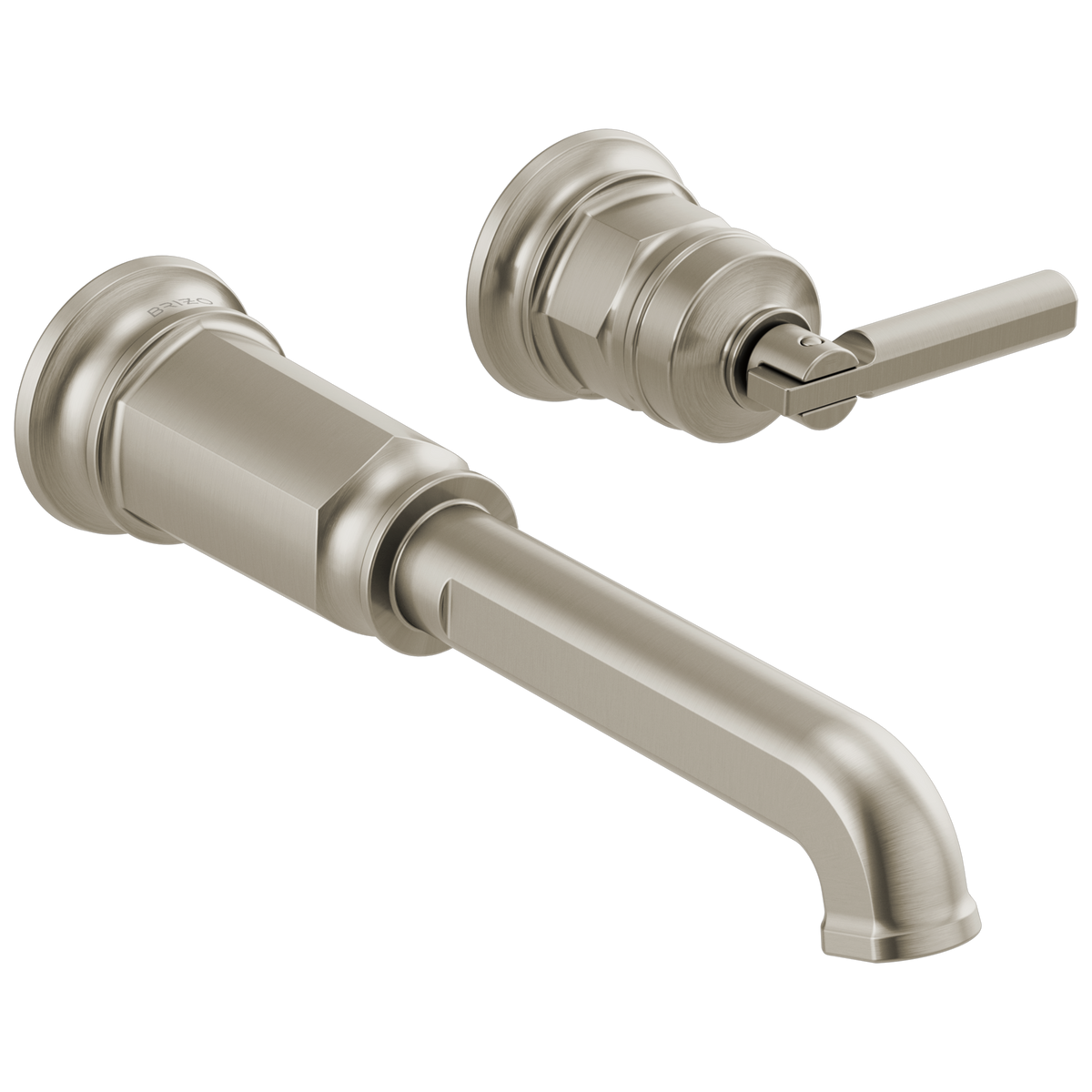 Brizo Invari Two-Hole, Single-Handle Wall Mount Lavatory Faucet - Less Handle 1.5 GPM - Complete Kit - Brilliance® Luxe Nickel®