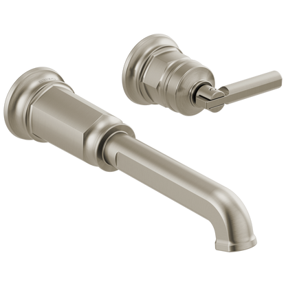Brizo Invari Two-Hole, Single-Handle Wall Mount Lavatory Faucet - Less Handle 1.5 GPM - Complete Kit - Brilliance® Luxe Nickel®