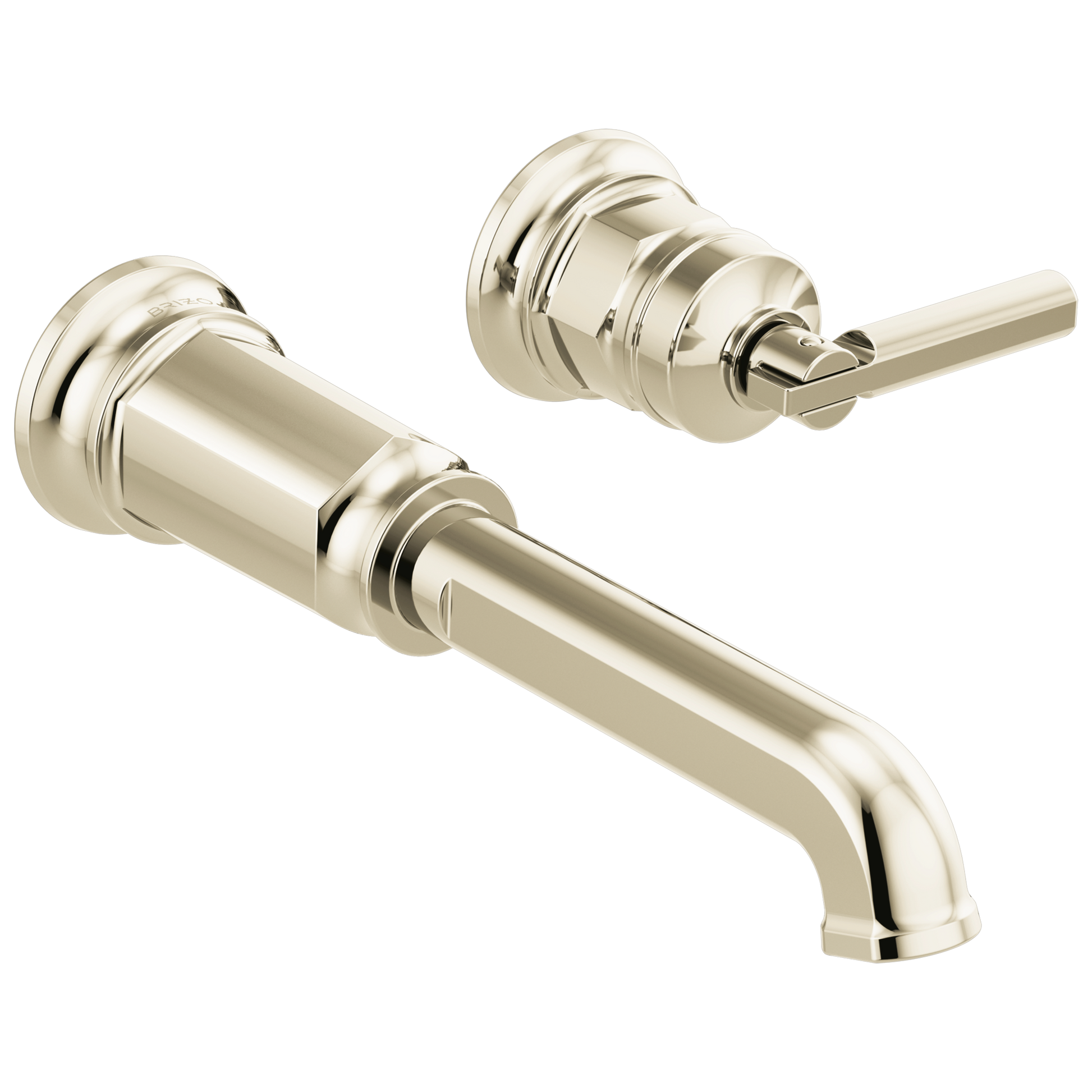 Brizo Invari Two-Hole, Single-Handle Wall Mount Lavatory Faucet - Less Handle 1.2 GPM - Complete Kit - Brilliance® Polished Nickel