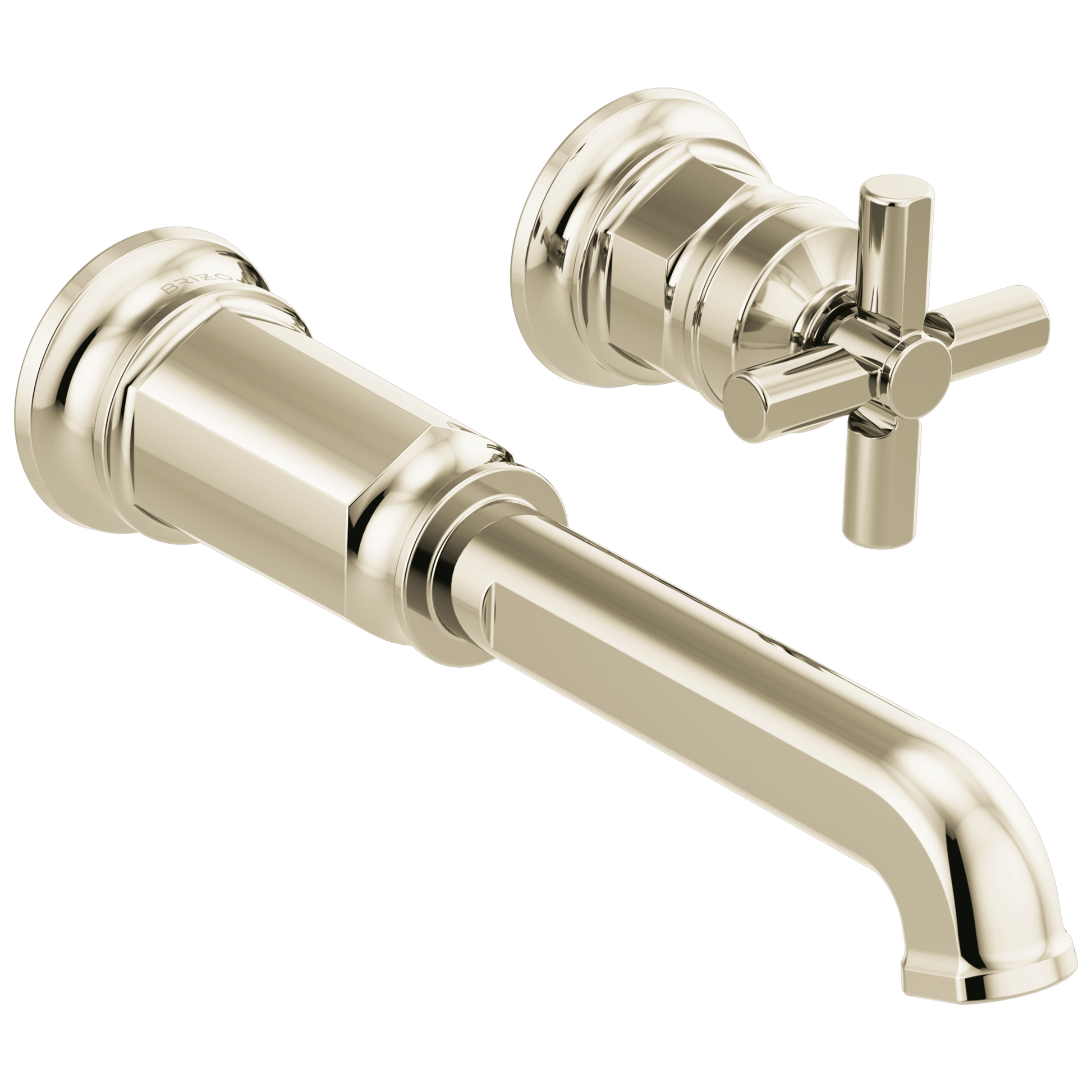 Brizo Invari Two-Hole, Single-Handle Wall Mount Lavatory Faucet - Less Handle 1.2 GPM - Complete Kit - Brilliance® Polished Nickel