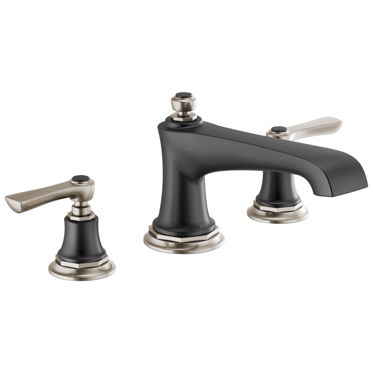 Brizo Rook Roman Tub Faucet - Less Handles - Complete Kit - Matte Black / Brilliance® Luxe Nickel®