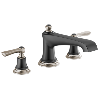 Brizo Rook Roman Tub Faucet - Less Handles - Complete Kit - Matte Black / Brilliance® Luxe Nickel®