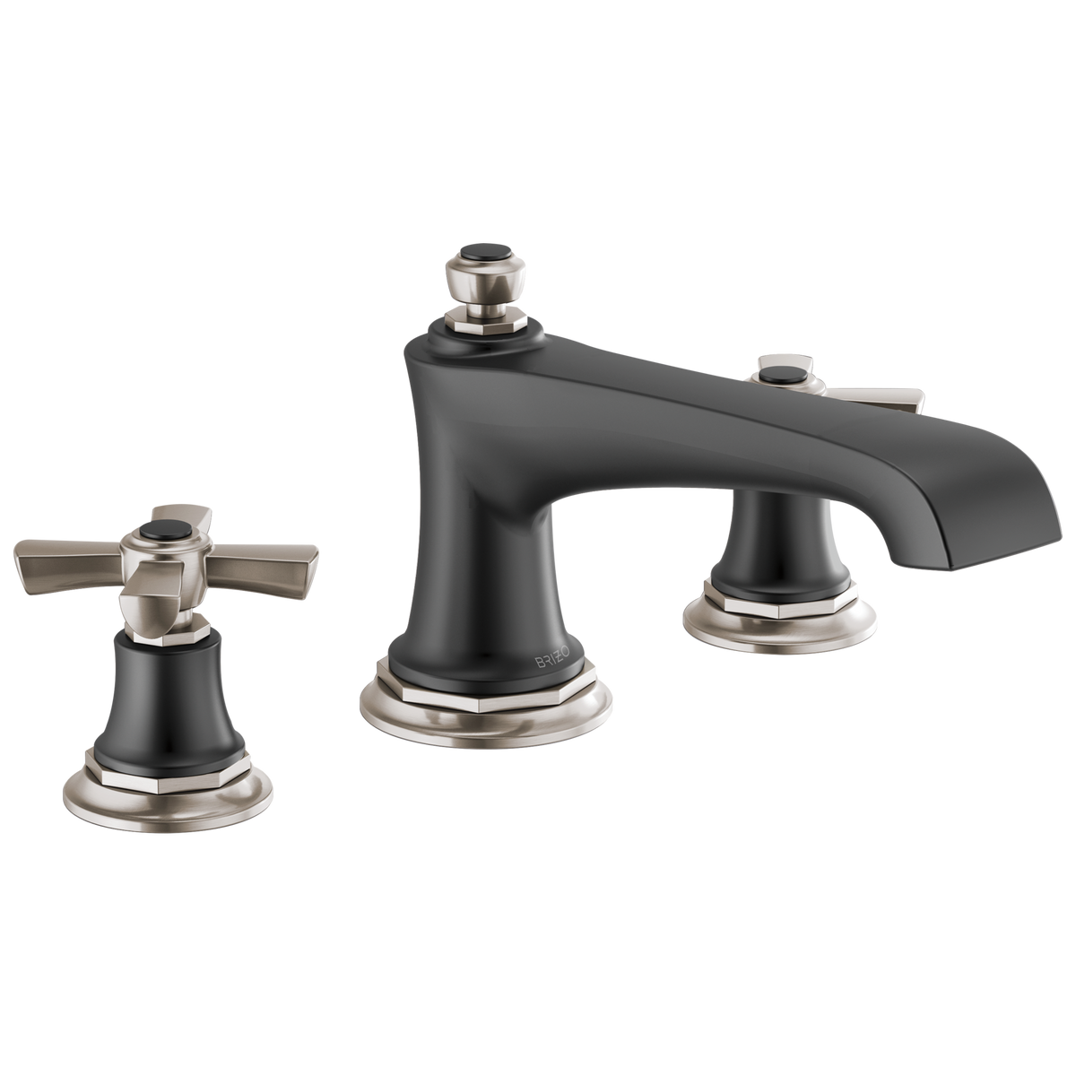Brizo Rook Roman Tub Faucet - Less Handles - Complete Kit - Matte Black / Brilliance® Luxe Nickel®