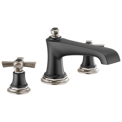 Brizo Rook Roman Tub Faucet - Less Handles - Complete Kit - Matte Black / Brilliance® Luxe Nickel®