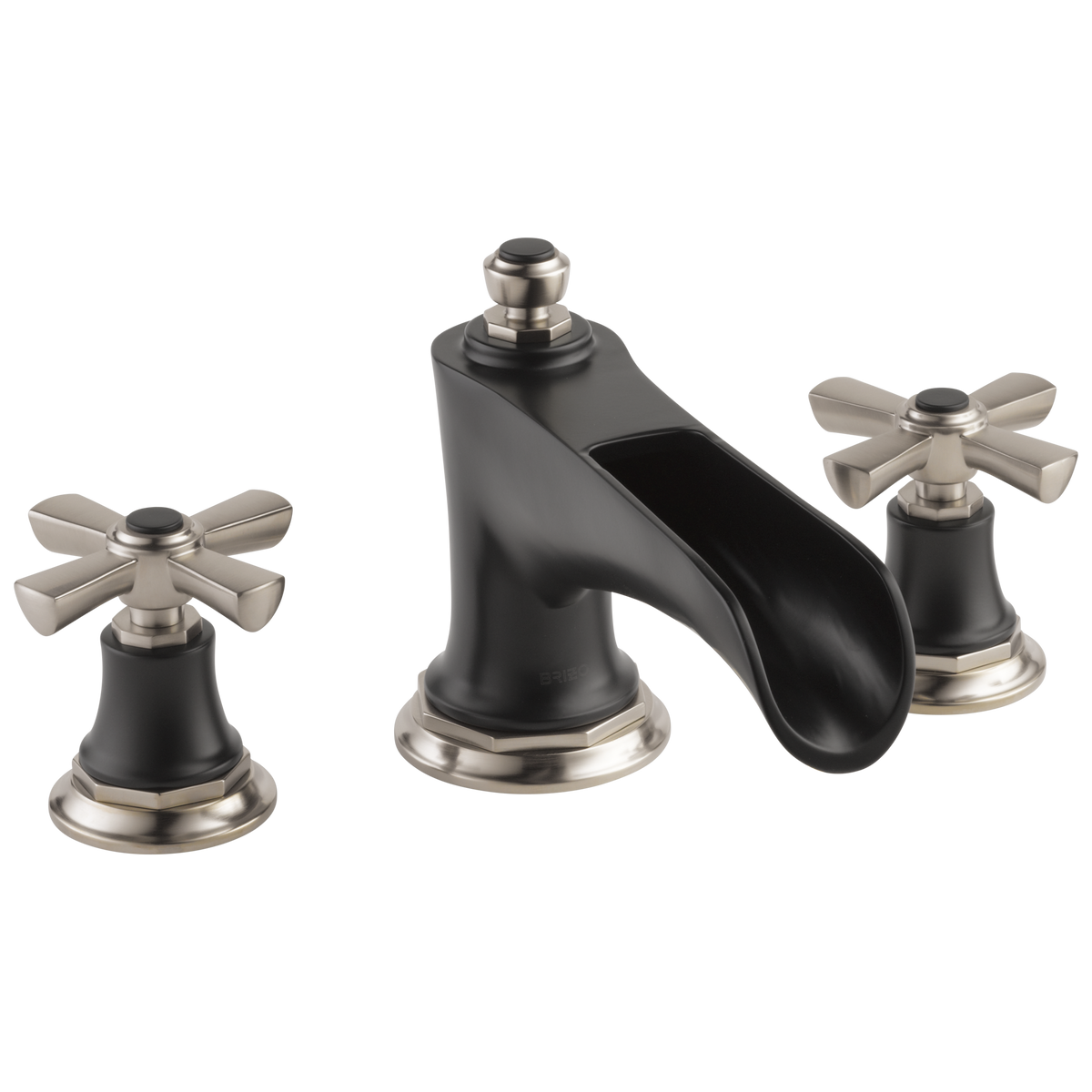 Brizo Rook Roman Tub with Channel Spout - Less Handles - Complete Kit - Matte Black / Brilliance® Luxe Nickel®