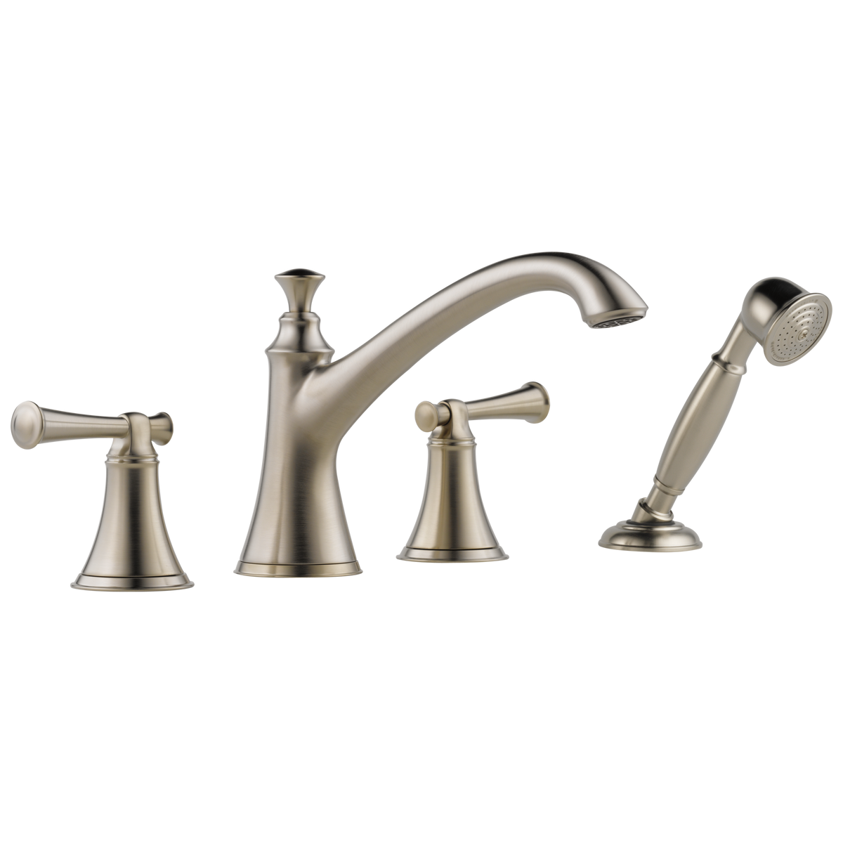 Brizo Baliza Roman Tub Trim with Hand Shower - Less Handles - Complete Kit - Brilliance® Brushed Nickel