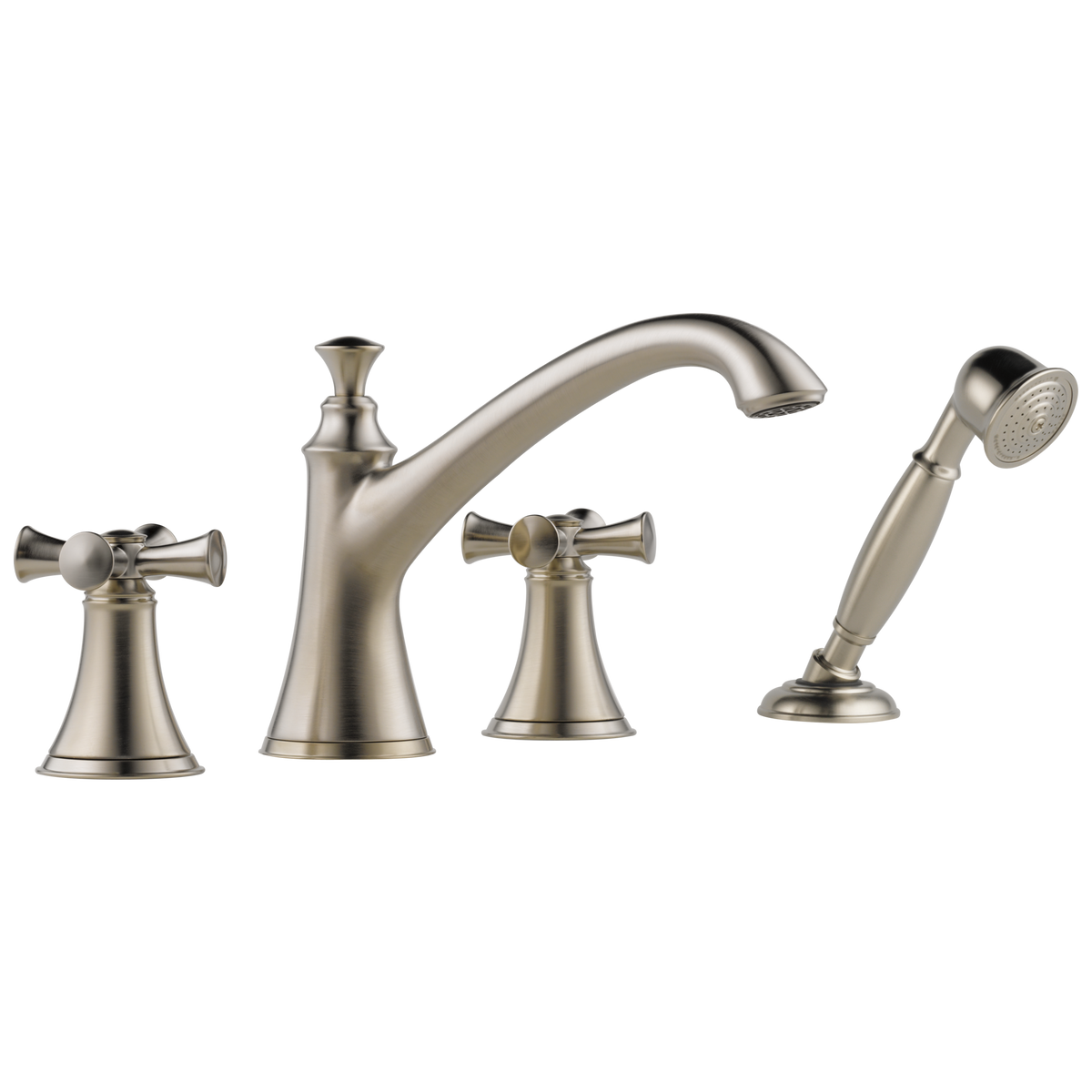 Brizo Baliza Roman Tub Trim with Hand Shower - Less Handles - Complete Kit - Brilliance® Brushed Nickel