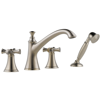 Brizo Baliza Roman Tub Trim with Hand Shower - Less Handles - Complete Kit - Brilliance® Brushed Nickel