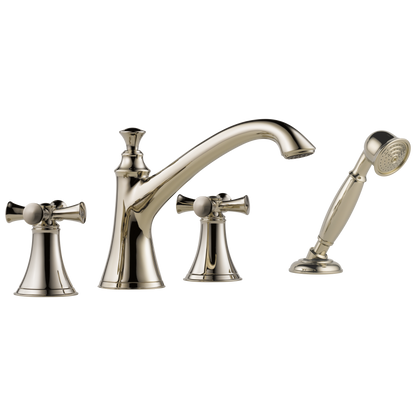 Brizo Baliza Roman Tub Trim with Hand Shower - Less Handles - Complete Kit - Brilliance® Polished Nickel