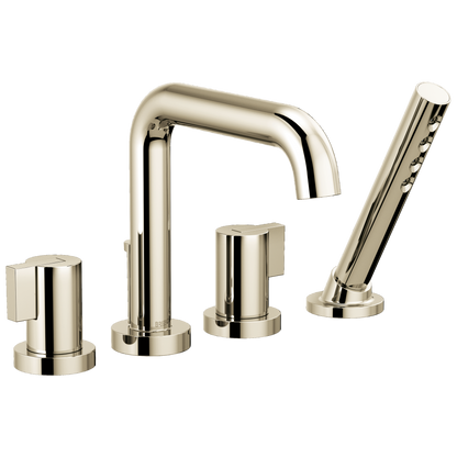 Brizo Litze Roman Tub with Handshower - Less Handles - Complete Kit - Brilliance® Polished Nickel