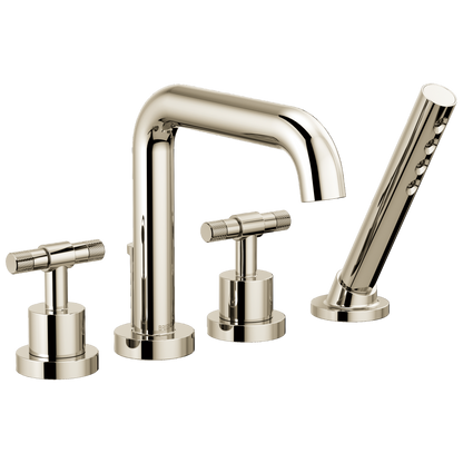 Brizo Litze Roman Tub with Handshower - Less Handles - Complete Kit - Brilliance® Polished Nickel