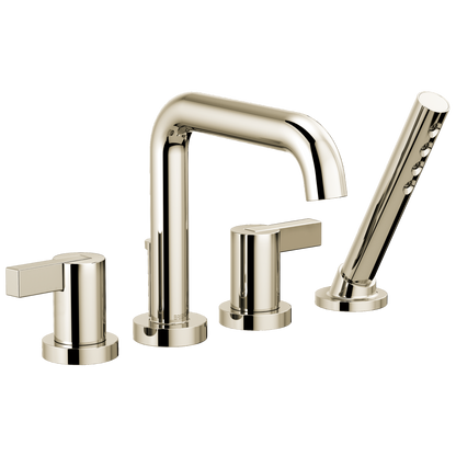 Brizo Litze Roman Tub with Handshower - Less Handles - Complete Kit - Brilliance® Polished Nickel
