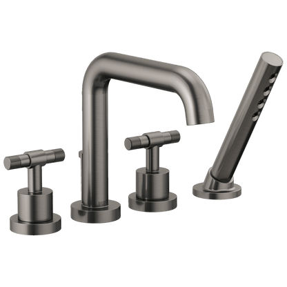Brizo Litze Roman Tub with Handshower - Less Handles - Complete Kit - Brilliance® Luxe Steel®