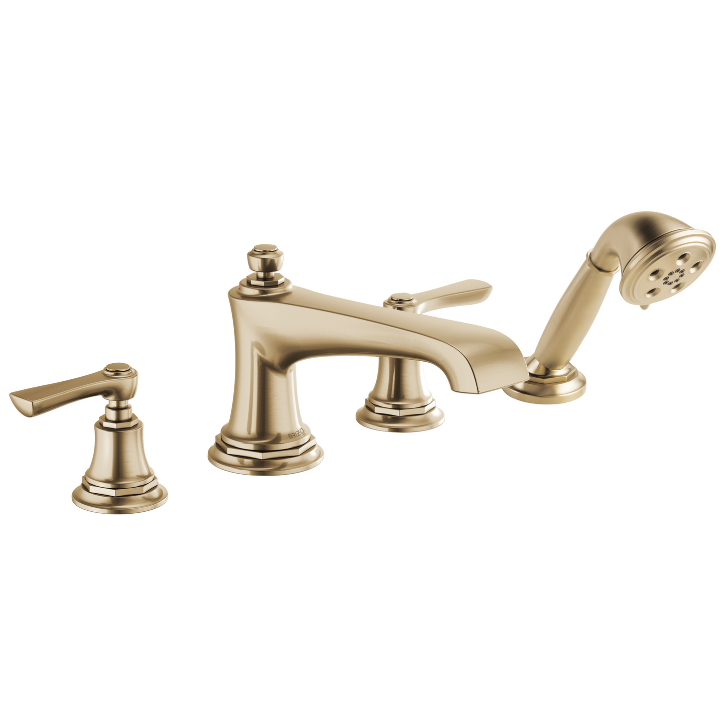 Brizo Rook Roman Tub Faucet with Handshower - Less Handles - Complete Kit - Brilliance® Luxe Gold®
