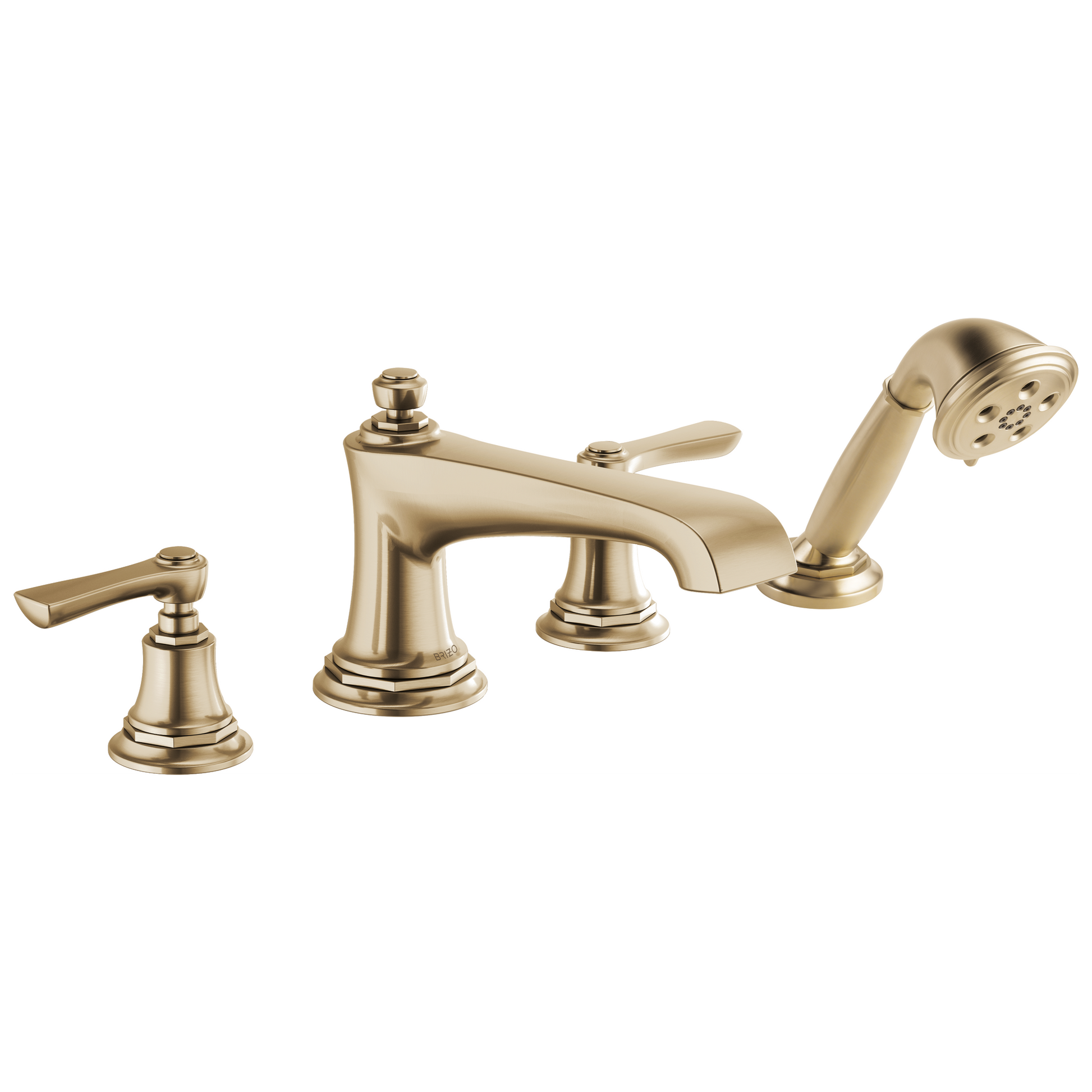Brizo Rook Roman Tub Faucet with Handshower - Less Handles - Complete Kit - Brilliance® Luxe Gold®