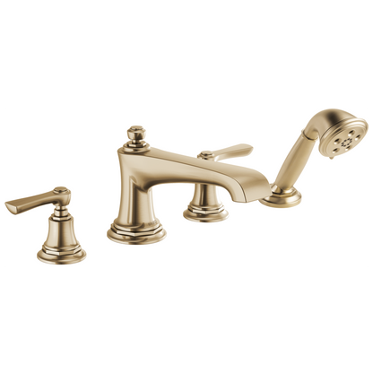 Brizo Rook Roman Tub Faucet with Handshower - Less Handles - Complete Kit - Brilliance® Luxe Gold®